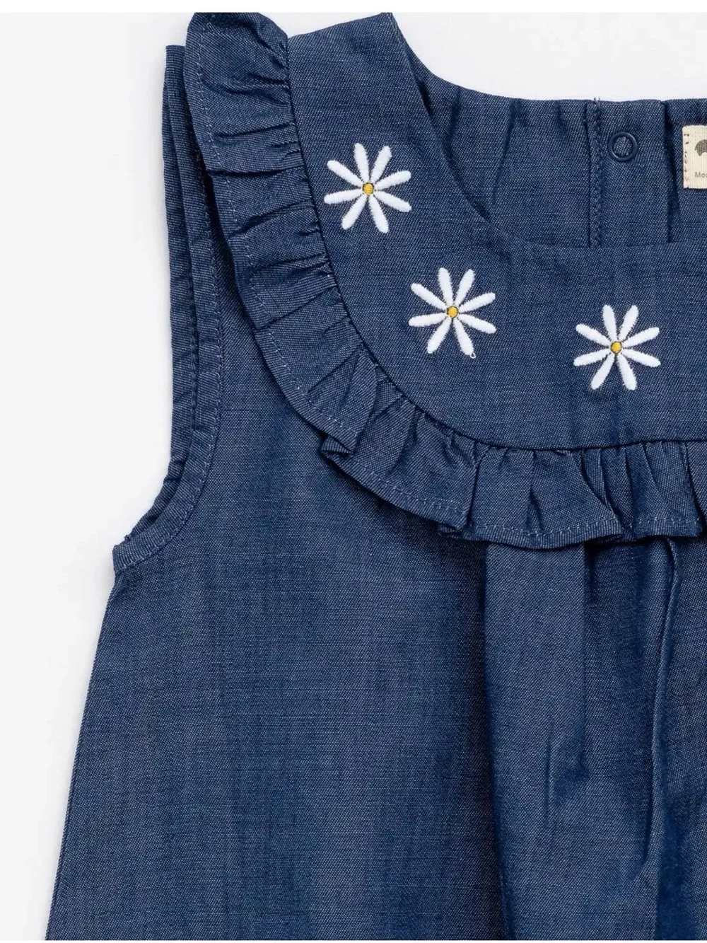 EUC Monica + Andy Embroidered Bib Chanbray Dress